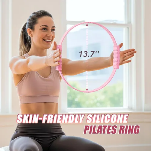 Miniatura 2 de ALongSong Kit de pilates para mujer, anillo de pilates de silicona de 13.7 pulgadas con 5 bandas de resistencia, 1 pelota de yoga, 1 bloque de yoga