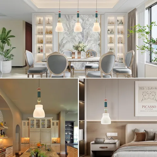 Miniatura 4 de Accesorio de Lámpara Colgante para Cocina, Iluminación Colgante Moderna, Lámpara Colgante Moderna de Vidrio Blanco Leche para Isla, Comedor, Sala