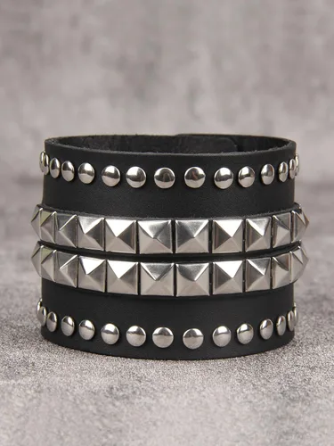 Miniatura 8 de Jeilwiy Pulseras de cuero punk para hombres, pulseras hechas a mano, brazalete ancho, joyería trenzada, color negro y marrón, ajustable, regalos