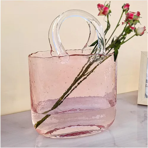 Miniatura 9 de Purse Vase for Flowers, Unique Flower Vase Purse Vase Flower Handbag Unique Flower Vase, Decor Glass Vase for Photo/Birthday/Home Décor,Style1-Blue