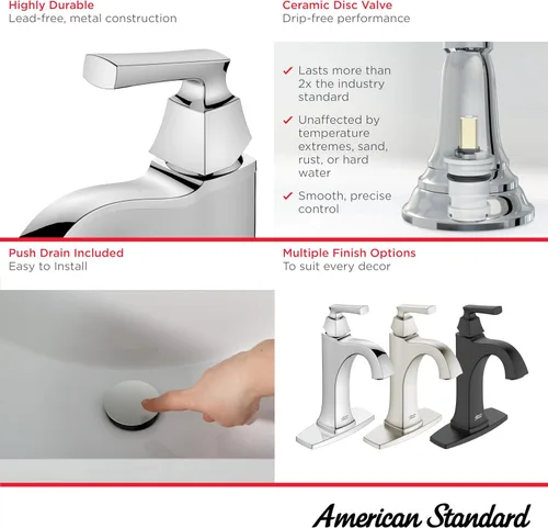 Miniatura 3 de American Standard 7426101.243 Belmeade - Grifo de baño monomando, 1.2 GPM, negro mate