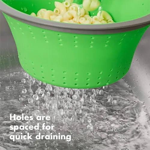 Miniatura 3 de OXO Good Grips Colador de silicona plegable, 2Qt, verde