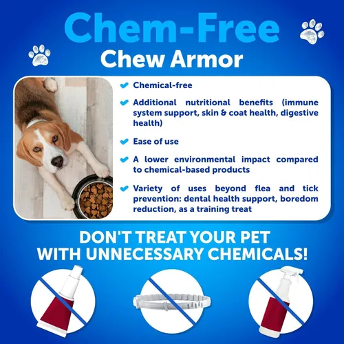 Miniatura 2 de Prevención de pulgas y garrapatas masticables para perros – Control natural del tratamiento de pulgas – Suplemento para perros grandes y pequeños
