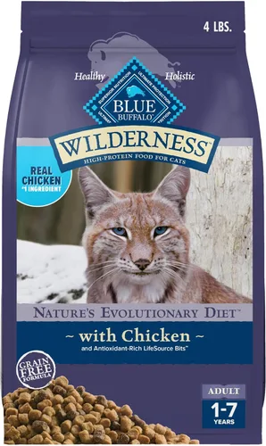Blue Buffalo Wilderness - Dieta Evolutiva Natural de la Naturaleza, Alimento Seco Natural para Gatos Adultos Alto en Proteínas y Sin Granos, Sabor