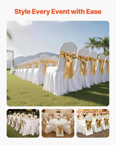 Miniatura 14 de VEVOR 150 fundas blancas para sillas de poliéster y elastano, fundas elásticas para bodas, fiestas, comedor, banquetes, sin pinzas, 150