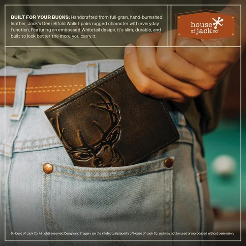 Miniatura 2 de House of Jack Co. Billetera plegable para hombre Billetera de hombre para deportistas al aire libre Cuero de grano completo bruñido a mano