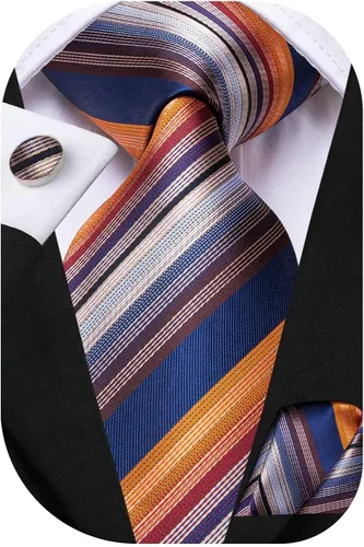Miniatura 216 de Dubulle Corbata tejida de cachemira para hombre y gemelos de pañuelo para hombre, conjunto de gemelos para boda formal y negocios
