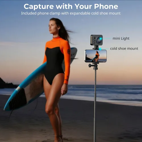 Miniatura 9 de SmallRig Trípode invisible para selfie stick para cámara de acción, poste extensible de 37.4 pulgadas con abrazadera de teléfono para GoPro 13/12