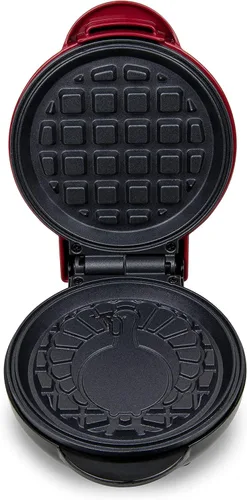 Miniatura 6 de Nostalgia MyMini Máquina Personal Eléctrica de Gofres con Forma de Corazón de Pavo, Superficie de Cocción de 5 Pulgadas, Plancha de Gofres para Hash