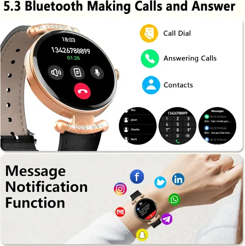 Miniatura 2 de Relojes inteligentes para mujer, Android IOS, pantalla AMOLED ultra clara de 1.2 pulgadas, rastreadores de actividad física con llamada Bluetooth