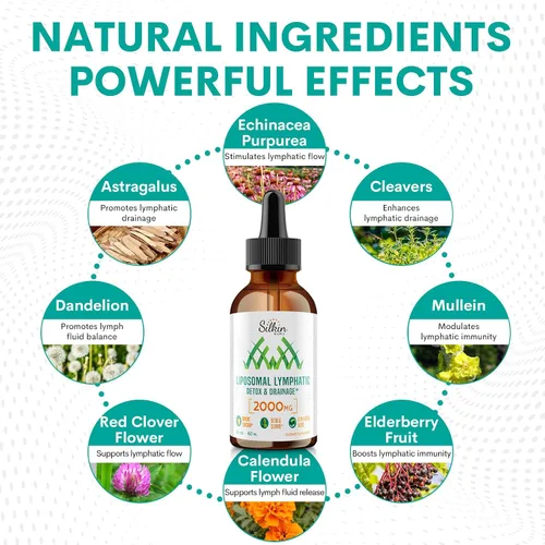 Miniatura 6 de Gotas de drenaje linfático liposomal de 2000 mg - Sistema linfático y apoyo inmunológico - Apoyo al equilibrio de líquidos - Suplementos
