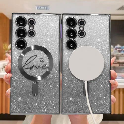 Miniatura 118 de ZONRW - Funda para Samsung Galaxy S22 Ultra magnética, para mujeres y niñas, cubierta trasera suave, lujosa, con corazón de amor, bling, degradado