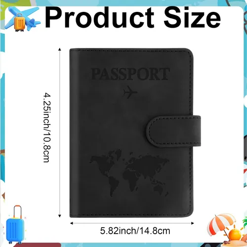 Miniatura 2 de Funda para pasaporte para viajes, funda para pasaporte con ranura para tarjeta de crédito y ranura para tarjeta de embarque, funda para pasaporte
