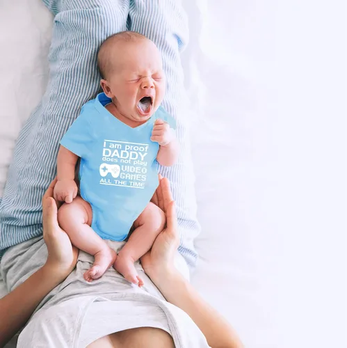 Miniatura 28 de CBTwear Proof Daddy Does Not Play Video Games All the Time – Ropa de bebé – Divertido body para recién nacido para niños y niñas