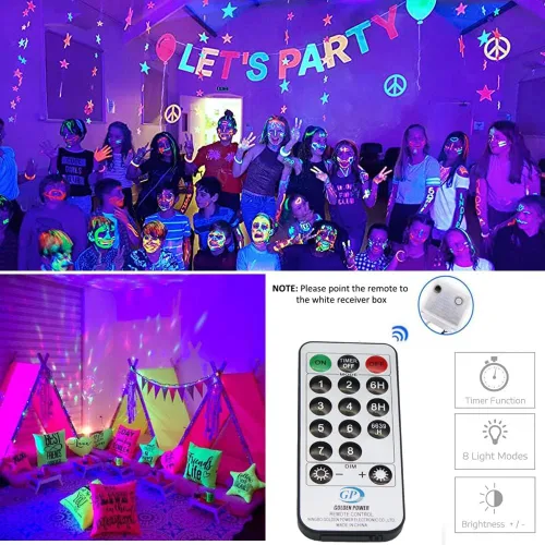Miniatura 3 de Solhice Cadena de luces de 80 pies en negro para fiesta luminosa, 300 luces LED en negro, luces de hadas de Navidad con control remoto, enchufables
