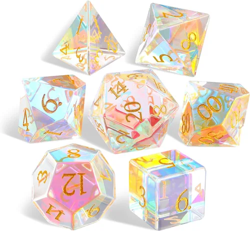 Miniatura 20 de LUCKY-M Juego de dados de piedras preciosas DND, juego de dados de mazmorras y dragones, juegos de dados RPG, accesorios de regalo