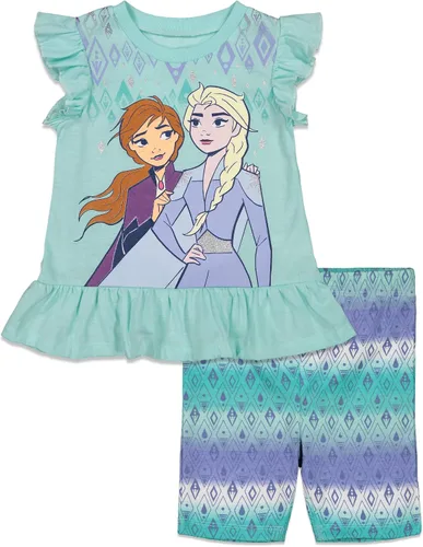 Disney Frozen Princess Anna Elsa Baby Girls T-Shirt and Shorts Outfit Set Infant to Little Kid