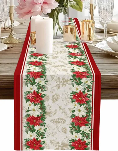 Miniatura 9 de Camino de mesa de Navidad de otoño de 90 pulgadas de largo, árbol de Navidad, fondo gris, duradero, lavable, camino de mesa de cocina para Árbol