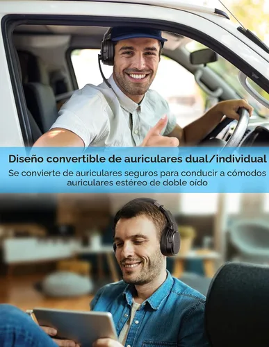 Miniatura 4 de TECKNET Auriculares Bluetooth para Camioneros, Auriculares Inalámbricos de Una y Dos Orejas con Micrófono para Trabajo con Cancelación de Ruido, 50