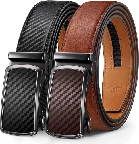 Miniatura 11 de Zitahli Cinturón para hombre, paquete de 2 unidades, diseño de cinturón de cuero para trabajo, negocios y pantalones de golf casuales, accesorios