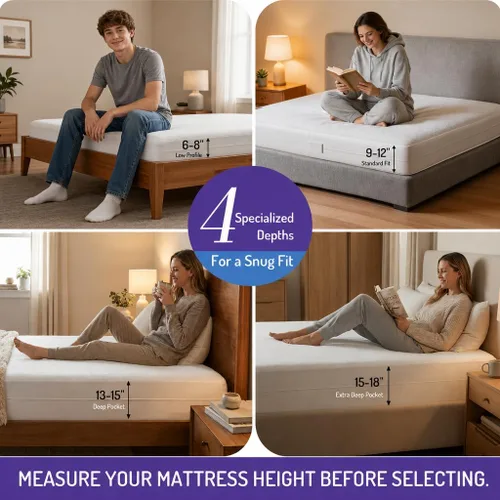Miniatura 7 de Degrees of Comfort Protector de colchón de tamaño Twin resistente al agua – Funda de colchón a prueba de chinches con cremallera de seis caras 9.1
