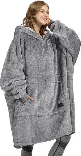 Miniatura 41 de Catalonia Sudadera extragrande tipo manta con capucha, sudadera de sherpa portátil para adultos, hombres y mujeres