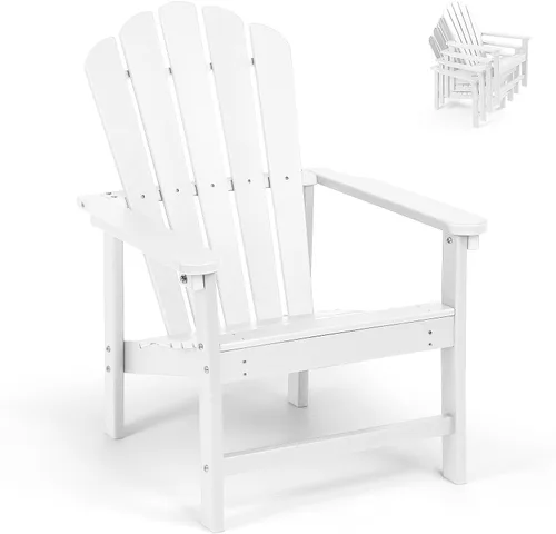 Miniatura 16 de Juego de 4 sillas Adirondack apilables para todo tipo de clima, de polietileno de alta densidad que ahorran espacio, con cubierta para patio al aire