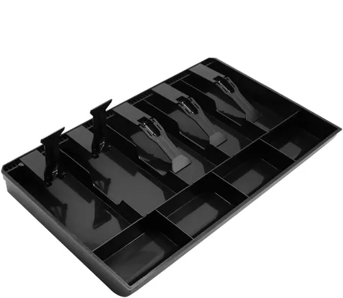 Miniatura 2 de Bandeja de inserción para cajón de caja registradora con 5 compartimentos para billetes/4 compartimentos para monedas para almacenamiento de dinero