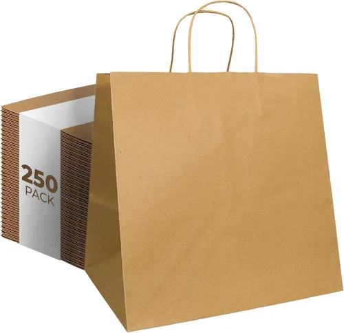 Miniatura 12 de PTP - 250 bolsas de mano para regalo, de papel, Kraft Perfectas para cumpleaños, bodas, vacaciones y toda ocasión Colores blanco o natural