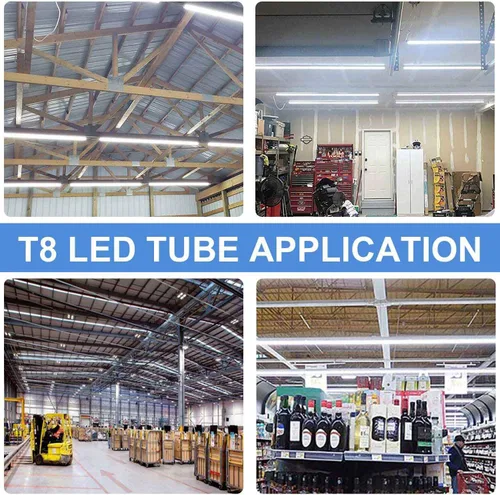 Miniatura 10 de Henwsi Lámpara LED de tienda de 8 pies, paquete de 10 luces de tubo integradas T8, 72 W, 9500 lúmenes, 6500 K, cubierta transparente de alto