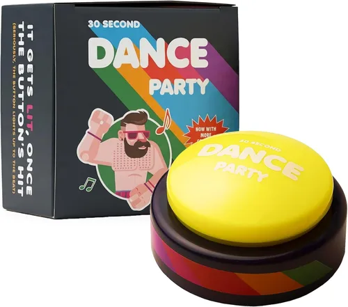 30 Second Dance Party - El botón | Botón de fiesta de baile con música | Regalos de broma | Juguetes de oficina