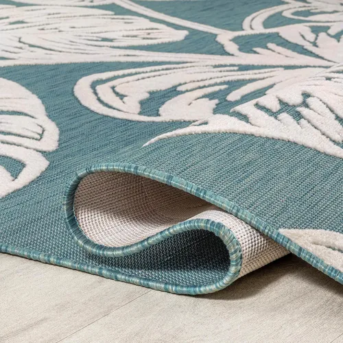 Miniatura 6 de Eyely CWH100C-28 Hawaii Tobago - Alfombra de pasillo de dos tonos con hoja de Monstera para interiores y exteriores, bohemia; moderna, dormitorio