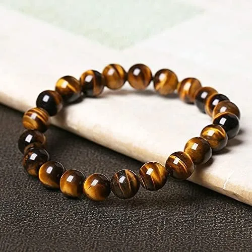 Miniatura 4 de HUYHOAT - Pulseras y brazalete de piedra natural 5A de ojo de tigre para mujeres y hombres, pulseras de cuentas de regalo, pulseras 7D3AI (0.630in)