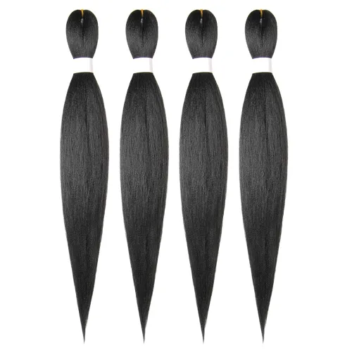 Miniatura 21 de Cabello trenzado preestirado de 10 pulgadas, 4 paquetes, extensiones de cabello corto para trenzas, cabello sintético preestirado #1 (negro azabache)