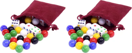 Miniatura 3 de Bolsa de juego de 24 canicas de vidrio de repuesto (9/16 pulgadas de diámetro) y 6 dados para juego de agravación