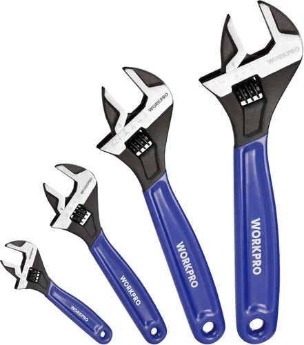 Miniatura 16 de WORKPRO Llave ajustable de 10 pulgadas, llave de mandíbula ancha de acero Cr-V con óxido negro, escalas métricas y SAE, para el hogar, garaje, Azul
