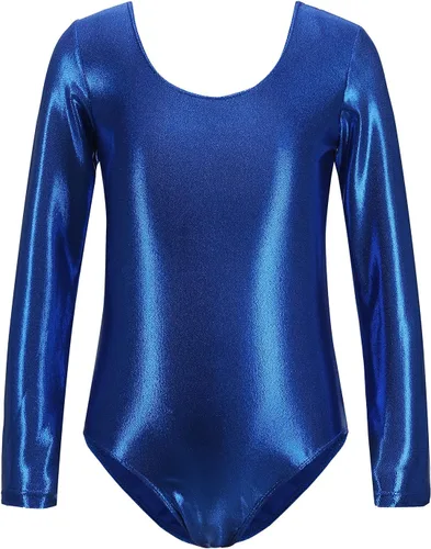 Miniatura 35 de AFAVOM Leotardos de gimnasia para niñas, leotardos de manga larga para niñas, brillantes y brillantes, para gimnasia, traje de ballet y danza