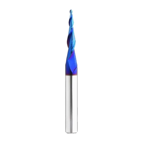 Miniatura 17 de 2 piezas de punta de bola de 1 grado cortador fresadora CNC fresadora espiral herramienta de fresado con revestimiento azul nano 1/8 diámetro