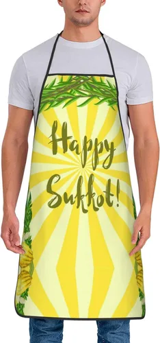 Miniatura 2 de Delantal de chef judío Happy Sukkot para vacaciones, delantales ajustables para restaurantes y camareros para mujeres, hombres, cocina, restaurante