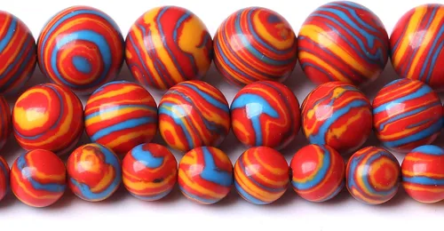 Miniatura 2 de 36 PIEZAS Cuentas de Malaquita Roja de 10 MM, Cuentas Redondas Sueltas de Gema Natural para Hacer Joyería 38 cm