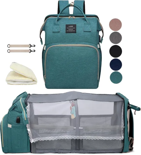 Miniatura 8 de Mochila de pañales azul para mamá: bolsas de bebé grandes con cambiador para niños pequeños, niñas, mujeres, papá, mamá, hombres, mochila de viaje