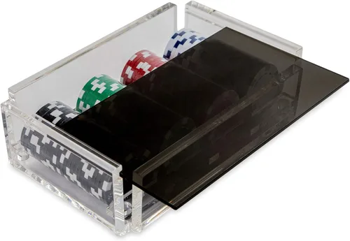 Miniatura 3 de La Ficha - Juego de fichas de póquer, 100 fichas resistentes y resistentes, incluye 4 fichas de color para jugar, caja de acrílico hecha a mano