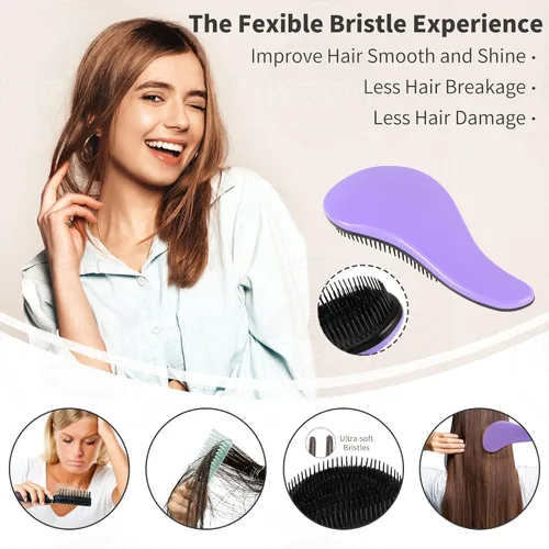 Miniatura 3 de 79STYLE 3 cepillos desenredantes para el cabello, sin enredos, para niños, sin nudos, sin dolor, desenredante para cabello fino y rizado
