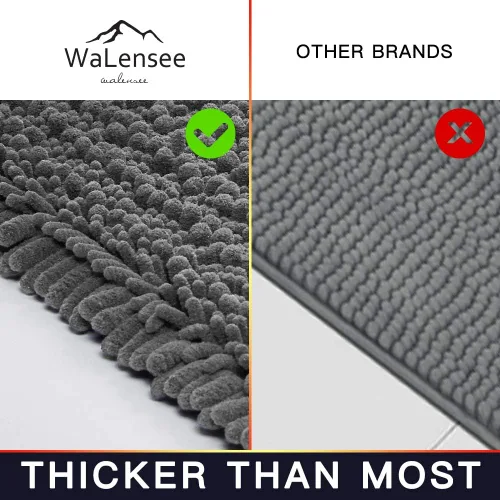 Miniatura 181 de Walensee Alfombra de baño antideslizante (24x17 pulgadas, rosa polvoriento) absorbente de agua, súper suave, lanuda de felpilla, lavable a máquina