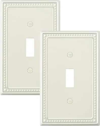 Miniatura 96 de Paquete de 4 placas de cubierta para interruptor de luz de palanca individual, cubiertas decorativas de perlas, placa de pared de metal almendra