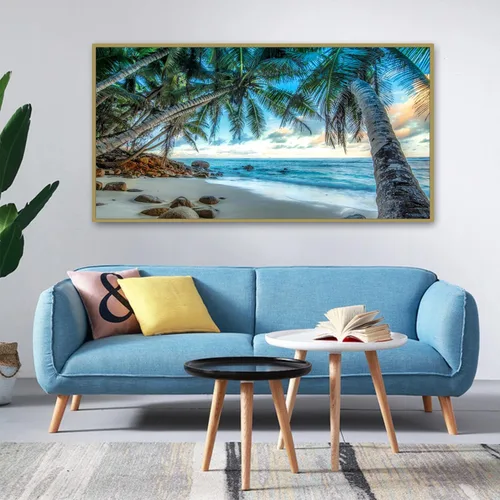 Miniatura 3 de Yunnuo Kits de Pintura de Diamantes de Paisaje para Adultos, Arte de Diamantes de Playa DIY 5D, Pintura de Diamantes Escenario de Cocos, Pintura