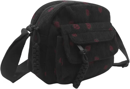Miniatura 29 de Bolso cruzado de pana de fresa para mujeres y niñas, bonito bolso de mano con diseño de fresa, bolso de mensajero pequeño, bolso de hombro