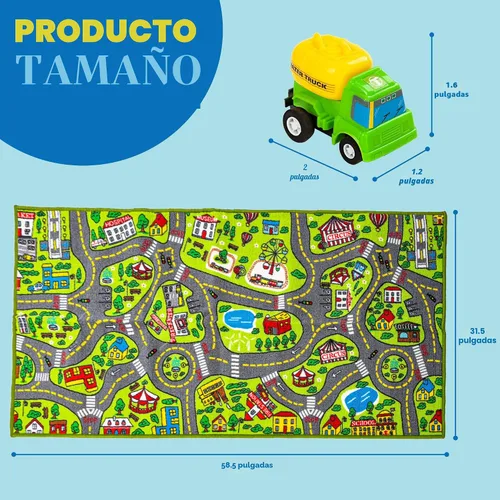 Miniatura 6 de JOYIN - Alfombras de juego para niños con juego de 12 vehículos de tracción trasera, alfombra duradera para niños, de simulación de ciudad