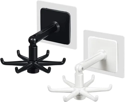 Ganchos Portautensilios Colgantes Soporte para Utensilios de Cocina Gancho para Pared Montaje con Rotación de 360 Grados Gancho Plegable