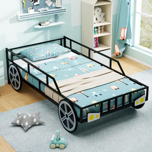 Miniatura 12 de Costzon Armazones de Cama Individual para Niños, Plataforma de Cama Individual Tapizada de Madera con Soporte de Listones, Cabecera y Pie de Cama